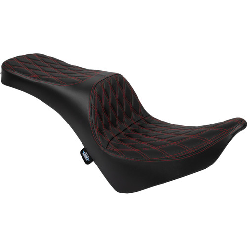 Drag Specialties Seats - Freedom Seat - Vinyl - Double Diamond Red Stitch - FL/FX '18-'25