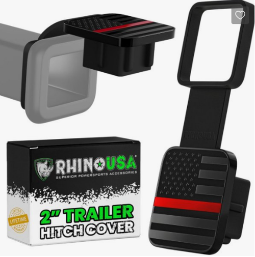 Rhino USA TO-HTCVRUSA-RED Rhino USA 2In American Flag Hitch Cover - Black & Red