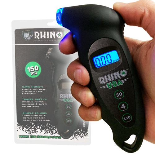 Rhino USA RGAUGE-DIGBLK Rhino USA Digital Tire Pressure Gauge 150 Psi (Black)