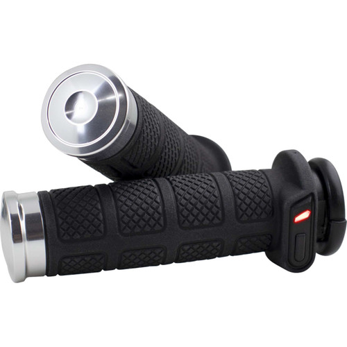 Koso North America #AX2082L1-C - Titan II Heated Grips - Cable - Chrome