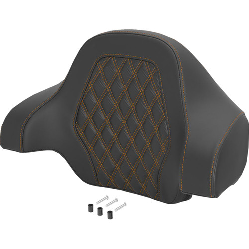 Saddlemen #071020703 - Deluxe Tour Pack Sissy Bar Pad - Carbon Fiber - Orange Lattice Stitch