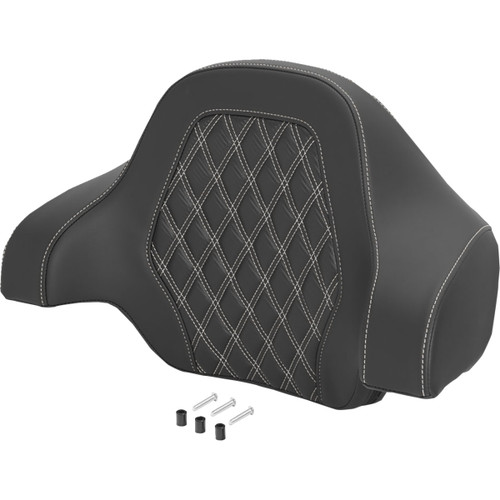 Saddlemen #071020706 - Deluxe Tour Pack Sissy Bar Pad - Carbon Fiber - White Lattice Stitch