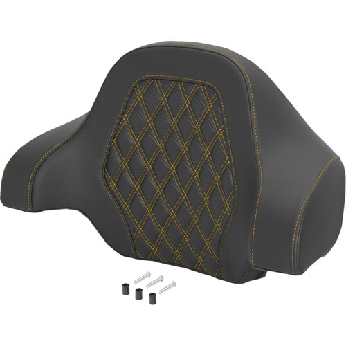 Saddlemen #071020707 - Deluxe Tour Pack Sissy Bar Pad - Carbon Fiber - Gold Lattice Stitch