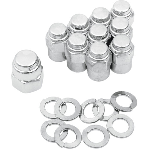 Colony #8752-19 - Cap Nuts with Washers - Transmission/Kicker Cover - Hex - '36-'85 Harley-Davidson