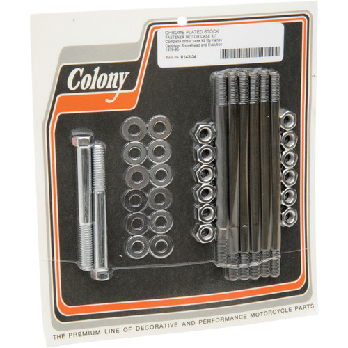 Colony #8143-34 - Hardware Kit - Motor Case Studs - Chrome - '79-'98 Harley-Davidson