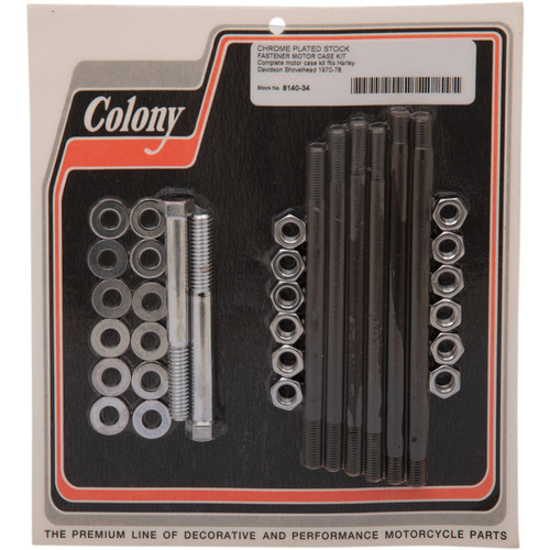 Colony #8140-34 - Hardware Kit - Motor Case Studs - Chrome - '70-'78 Harley-Davidson