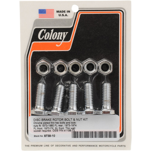 Colony #8738-10 - Mounting Hardware Kit with Nuts - Brake Rotor - Hex - 1"