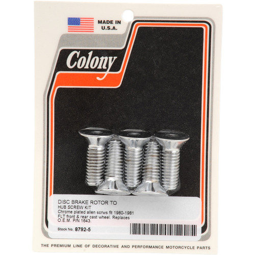 Colony #8792-5 - Mounting Hardware Kit without Nuts - Brake Rotor - Socket-Head/Countersunk - 1-1/4"