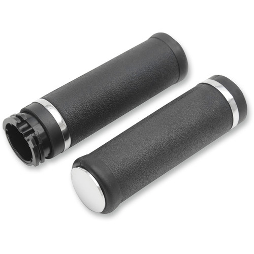 Drag Specialties - Rubber Grips with Accent Rings and End Caps - Hotop - Smooth - Cable