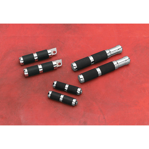 Accutronix #PF121-SRC - Rubber Foot Pegs - Rigid Mount - Chrome/Black