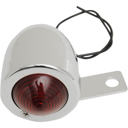 Drag Specialties - Bullet Light with Mount - Right - Red Lens - Chrome