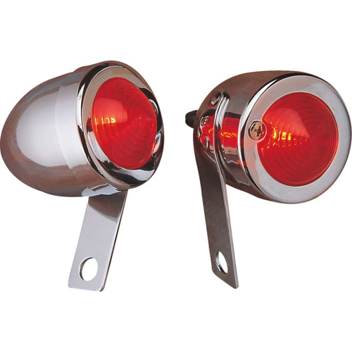 Drag Specialties - Bullet Light - Side-Mount - Left - Red Lens - Chrome