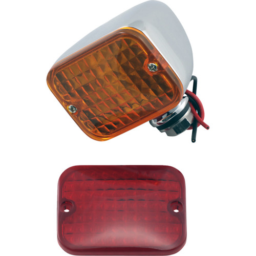 Drag Specialties - Rectangular Market Light - Dual Filament - Amber/Red