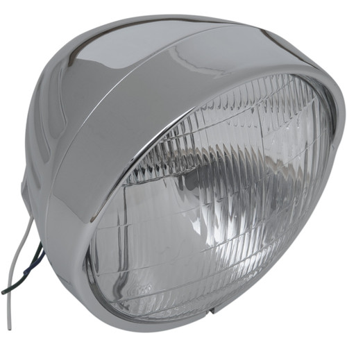 Drag Specialties - Headlight with Visor 6-1/2" - Grooved