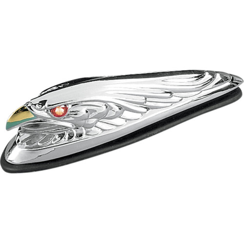 Drag Specialties - Eagle Head with Lights - Red Eyes - Small - Chrome