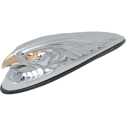 Drag Specialties - Eagle Head with Lights - Gold Eyes - Small - Chrome