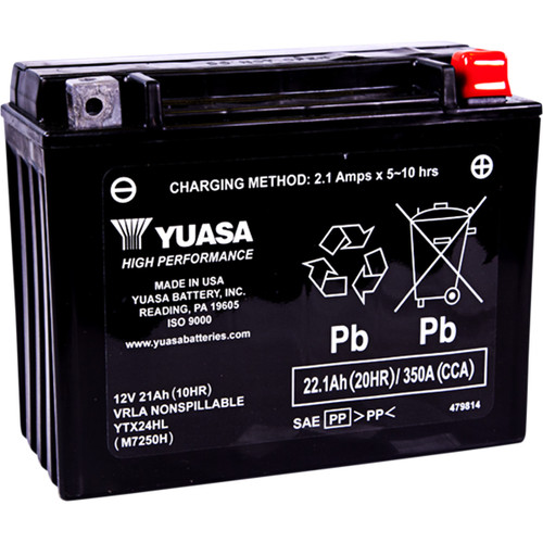 Yuasa #YUAM7250H - AGM Battery - YTX24HL