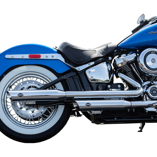 S&S Cycle #550-0739 - Slash-Cut Slip-On Mufflers - Race - Chrome - FLHC