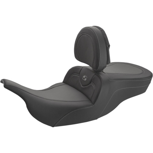 Saddlemen #897-07-185BR - Roadsofa™ Carbon Fiber Seat - w/ Backrest - Smooth - FLH/FLT '97-'07