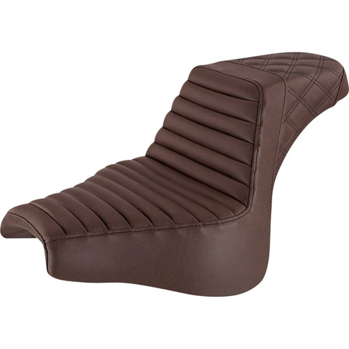 Saddlemen #818-28-176BR - Step-Up Seat - Front Tuck-n-Roll/Rear Lattice Stitch - Brown - FXFB/S '18-'23