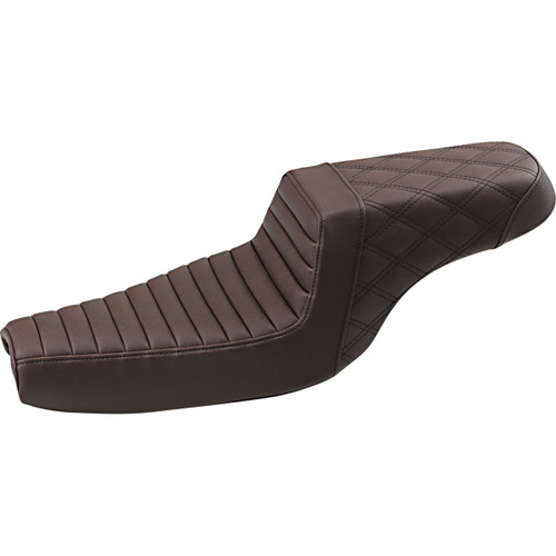 Saddlemen #807-11-176BR - Step-Up Seat - Front Tuck-n-Roll/Rear Lattice Stitch - Brown