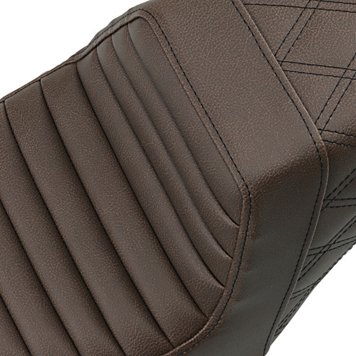 Saddlemen #807-11-176BR - Step-Up Seat - Front Tuck-n-Roll/Rear Lattice Stitch - Brown