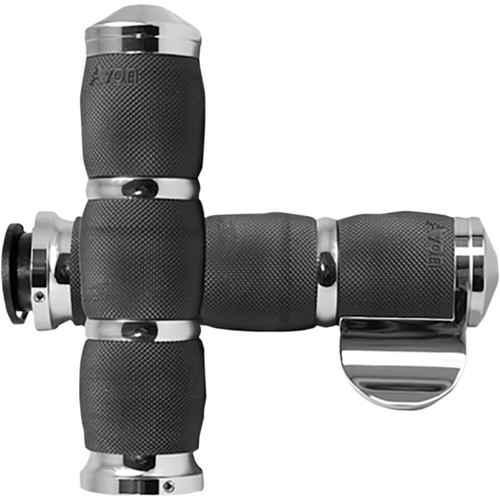 Avon Grips #IN-TO-AIR-90C-B - 3-Ring Air Cushioned Grips - Indian - Throttle Boss - Chrome