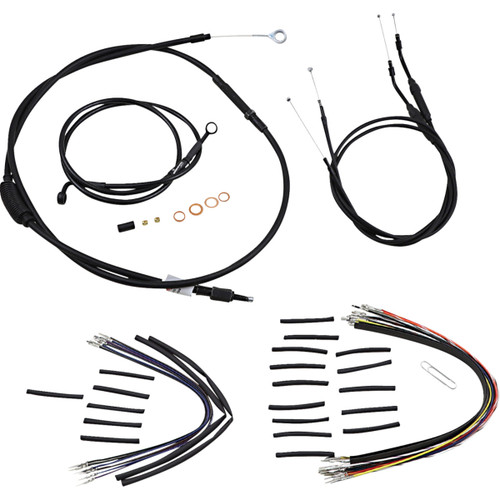 Burly Brand #B30-1147 - Jail Bar Cable Kit - 12" Handlebars - Black Vinyl - '07-'11 FXD