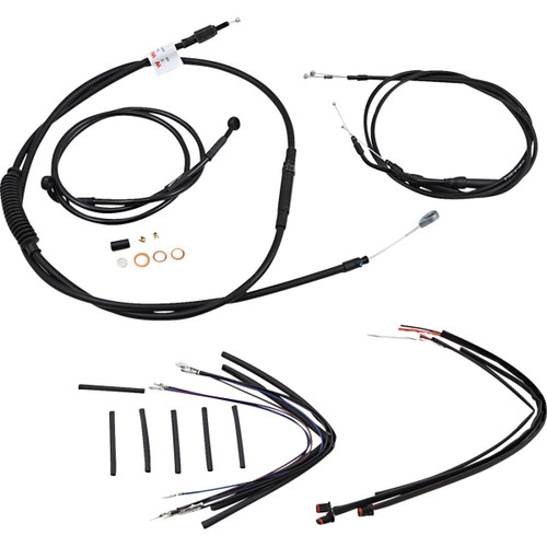Burly Brand #B30-1150 - Jail Bar Cable Kit - 12" Handlebars - Black Vinyl - '12-'17 Dyna
