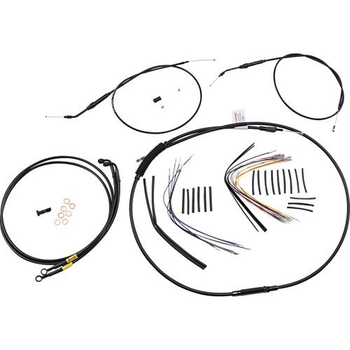 Burly Brand #B30-1191 - Jail Bar Cable Kit - 14" Handlebars - Black Vinyl - '96-'05 Dyna