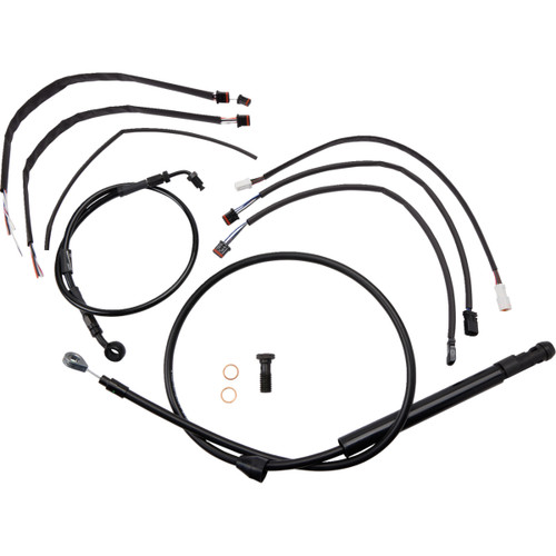 Burly Brand #B30-1262 - Jail Bar Cable Kit - 12" Handlebars - Black Vinyl - '18-'24 FX