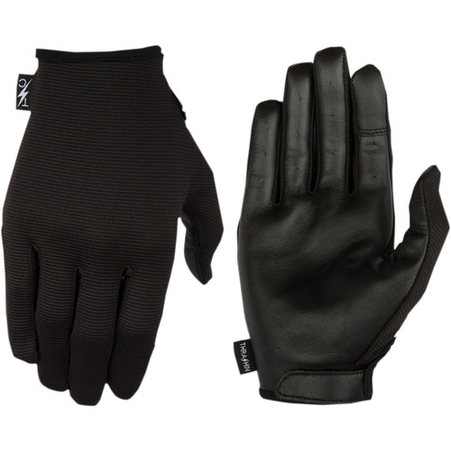 Thrashin Supply CO. #SLG-01-010 - Stealth Leather Palm Gloves - Black - Large