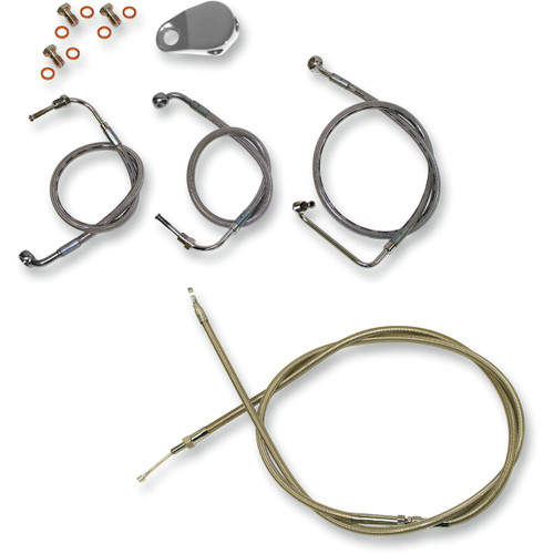 LA Choppers #LA-8010KT-19 - Standard Stainless Braided Handlebar Cable/Brake Line Kit - 18"-20" Ape Hangers - '08-'13 FL