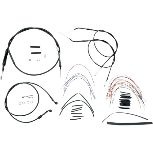 Burly Brand #B30-1005 - Complete Black Vinyl Handlebar Cable/Line Kit for Ape Hangers - 16" - '07-'13 Sportster