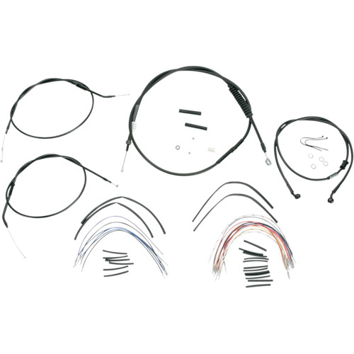 Burly Brand #B30-1007 - Complete Black Vinyl Handlebar Cable/Line Kit for Ape Hangers - 12" - '04-'06 Sportster