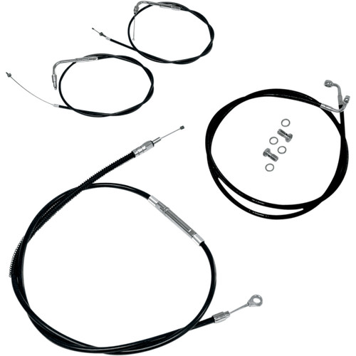 LA Choppers #LA-8100KT-13B - Standard Black Vinyl Handlebar Cable/Brake Line Kit - 12"-14" Ape Hangers - '96-'06 Softail