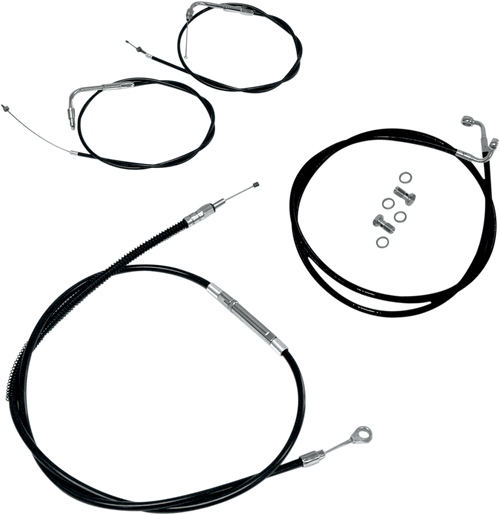 Handlebar Cable/Brake Line Kit - 12" - 14" Ape Hanger Handlebars - Black Vinyl