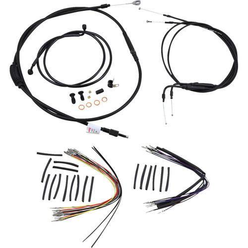 Burly Brand #B30-1013 - Complete Black Vinyl Handlebar Cable/Line Kit for Ape Hangers - 16" - '00-'06 FLST