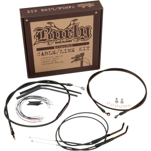 Burly Brand #B30-1018 - Complete Black Vinyl Handlebar Cable/Line Kit for Ape Hangers - 18" - '07-'10 FLST