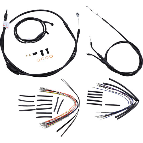 Burly Brand #B30-1038 - Complete Black Vinyl Handlebar Cable/Line Kit for Ape Hangers - 16" - '06 FXD