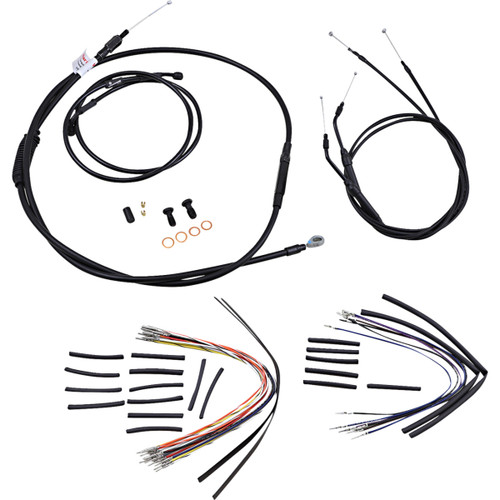 Burly Brand #B30-1044 - Complete Black Vinyl Handlebar Cable/Line Kit for Ape Hangers - 16" - '06 FXDWG