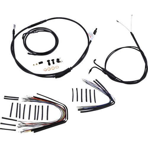 Burly Brand #B30-1020 - Complete Black Vinyl Handlebar Cable/Line Kit for Ape Hangers - 18" - '07-'10 FXST