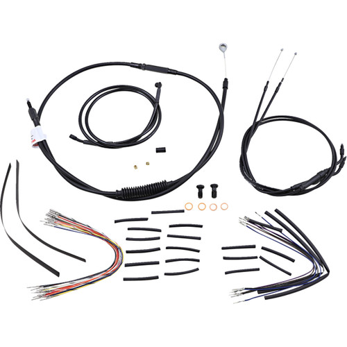 Burly Brand #B30-1036 - Complete Black Vinyl Handlebar Cable/Line Kit for Ape Hangers - 12" - '06 FXD