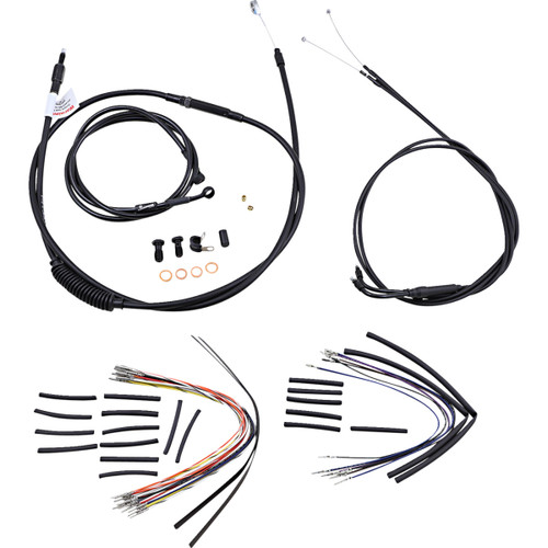 Burly Brand #B30-1019 - Complete Black Vinyl Handlebar Cable/Line Kit for Ape Hangers - 18" - '00-'06 FXST