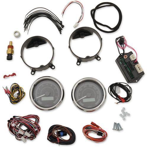 Dakota Digital #MVX-8200-KG-C - MVX-8K Series Analog/Digital 2-Gauge Kit - Chrome Bezel - Black Face with Gray Background