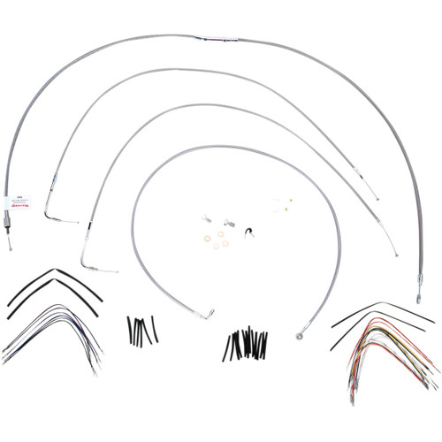 Burly Brand #B30-1053 - Complete Stainless Braided Handlebar Cable/Brake Line Kit - 16" Ape Hangers - '00-'06 FLST