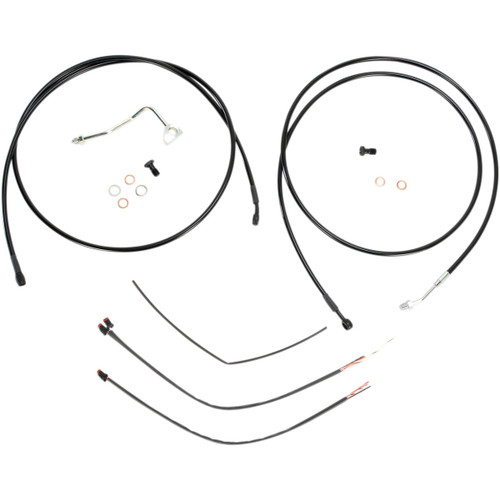 Burly Brand #B30-1115 - Complete Black Vinyl Handlebar Cable/Line Kit for Ape Hangers - 13" - ABS - '14-'16 FLH