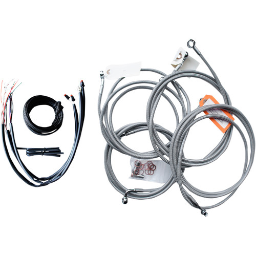 LA Choppers #LA-8052KT2-16 - Complete Stainless Braided Handlebar Cable/Brake Line Kit - 15"-17" Handlebars - '14-'15 FL