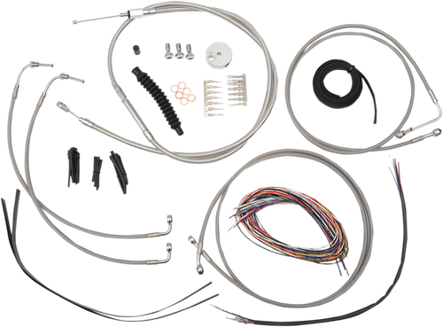 Handlebar Cable/Brake Line Kit - Complete - 15" - 17" Ape Hanger Handlebars - Stainless