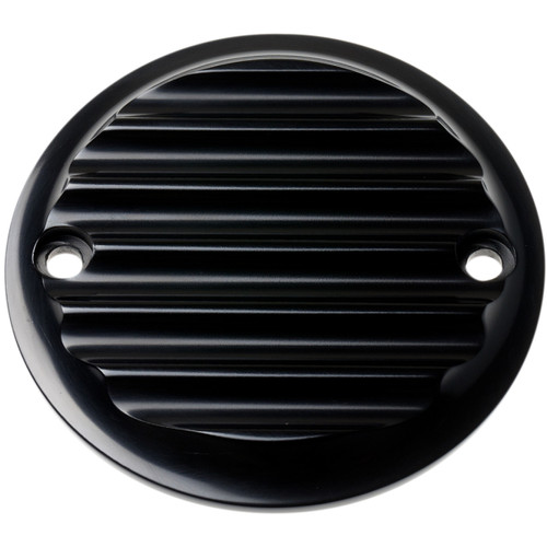 Joker Machine #02-98-1 - Points Cover - Finned - 2 Hole - Black Anodized